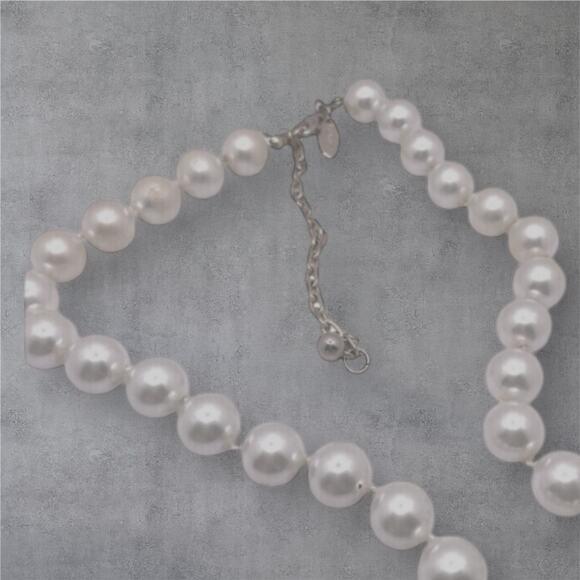 Cream Pearl Necklace- George Choker  Vintage Retro 15-18  " READ - Picture 7 of 7